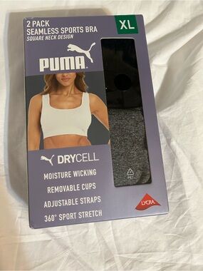 Puma White Square Neck Convertible Sports Bra 2-Pack NEW